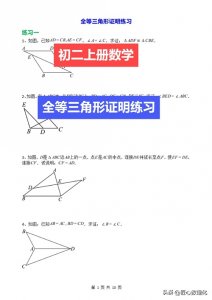 ​初二上册数学全等三角形证明练习