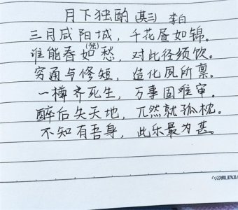 ​抄书二十天：李白《月下独酌其三》繁花似锦，孤独却常伴吾身