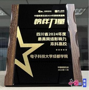 ​电子科大成都学院获“四川省2024年度最具网络影响力本科高校”