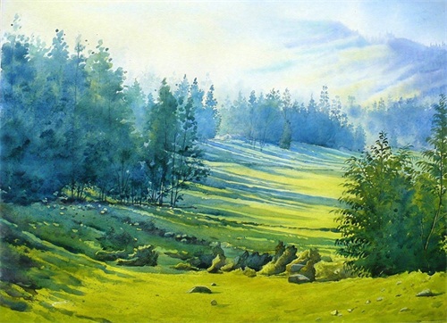 清新通透的画面，引人入深的美景，一组超好看的水彩风景绘画作品