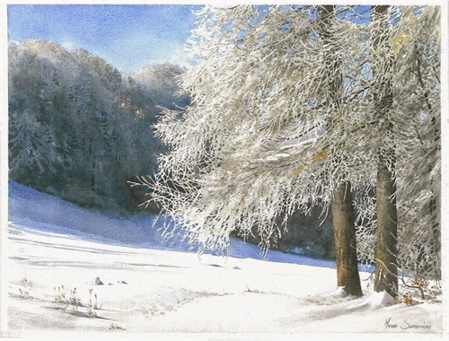 清新通透的画面，引人入深的美景，一组超好看的水彩风景绘画作品