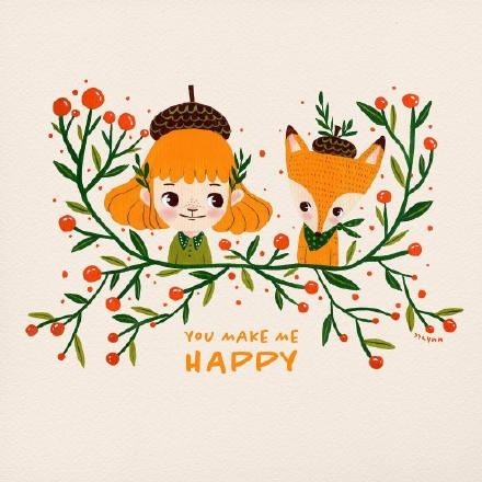 可爱的形象，创意的构图，一组非常好看的治愈系小清新插画作品