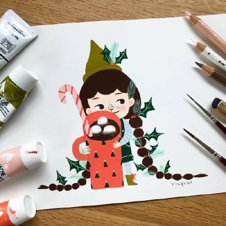 可爱的形象，创意的构图，一组非常好看的治愈系小清新插画作品