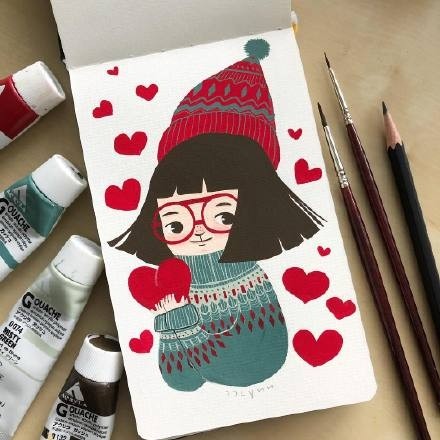 可爱的形象，创意的构图，一组非常好看的治愈系小清新插画作品