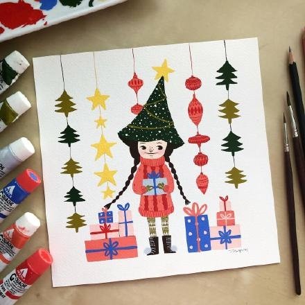 可爱的形象，创意的构图，一组非常好看的治愈系小清新插画作品