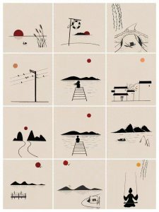 ​（160）意境满满的风景简笔画合集，唯美治愈，喜欢自取