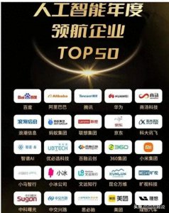 ​最新发布，中国人工智能公司50强，前四名北、粤、沪、浙占比92%
